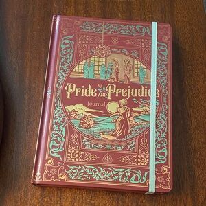 NWOT BOOK LOVERS JOURNAL, Pride and Prejudice book cover, gold pages, book mark